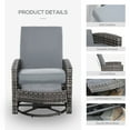 thumbnail image 5 of Outdoor Swivel Recliner Chair, Patio Chairs Wicker Swivel Rocker with Reclining Backrest, Lifting Footrest, 360° Rotating Basic and Water Resistant Cushions, Rocking Chair for Patio, Grey, 5 of 7