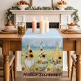 thumbnail image 2 of Table Runner 60 Inches Long for Kitchen Dining, Gnomes Sunflower Dresser Scarf Farmhouse, Dining Table Decorations for Wedding/Parties, Elegant Pastoral Summer Botanical Wooden 13 x 60 In, 2 of 8
