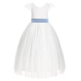 thumbnail image 2 of Ekidsbridal Girl Wedding Flower Girl Dress - Ivory Cap Sleeves V-Back Lace with Tiebow 622T-A (Size: 2-10), 2 of 3