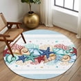 thumbnail image 3 of Round Area Rug 6 Ft, Sky Blue Ocean Starfish Washable Non-Slip Circle Carpet for Living Room/Bedroom, Summer Coastal Coral Conch Low-Profile Indoor Mats Collection Rugs for Residential, 3 of 7