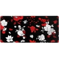 thumbnail image 2 of Red and Black Mouse Pad 35.4 X 15.7 Inch XXL White Red Rose Floral Print Full Desk Mousepad Extended Large Non-Slip Rubber Base Big Keyboard Mat with Stitched Edges for Gaming Office, 2 of 6
