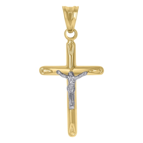14k Two-tone Gold Mens Crucifix Cross Religious Charm Pendant