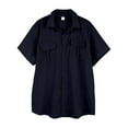 thumbnail image 3 of Oversized Tshirts Men Fashion Comfortable Solid Color Button Shirt Top Short Sleeve Tops Mens Shirts Casual Navy L, 3 of 7
