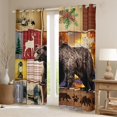 thumbnail image 2 of Feelyou Rustic Farmhouse Bear Curtains Pack of 2 (42x84 Each), Retro Patchwork Buffalo Curtains Blackout, Western Lake house Bedroom Curtains, Curtains and Drapes Decor, 2 of 6