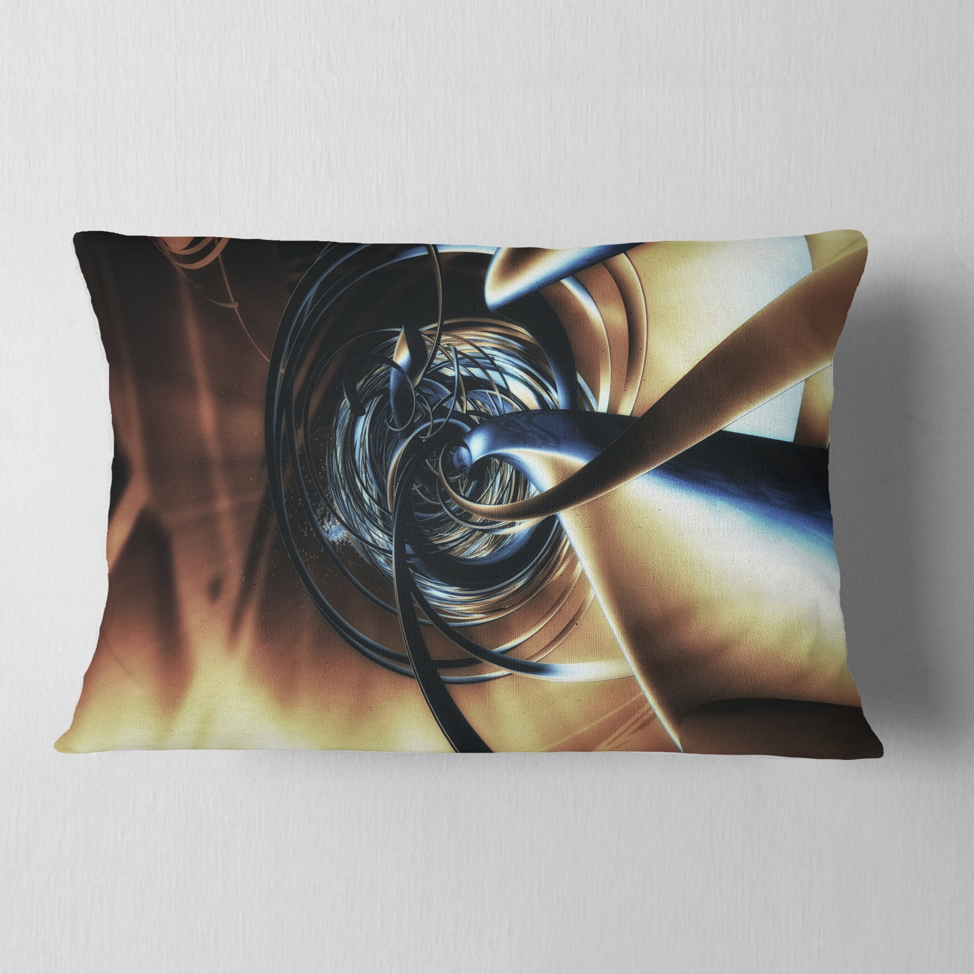 Designart Fractal 3D Tangled Center - Contemporary Throw Pillow - 12x20
