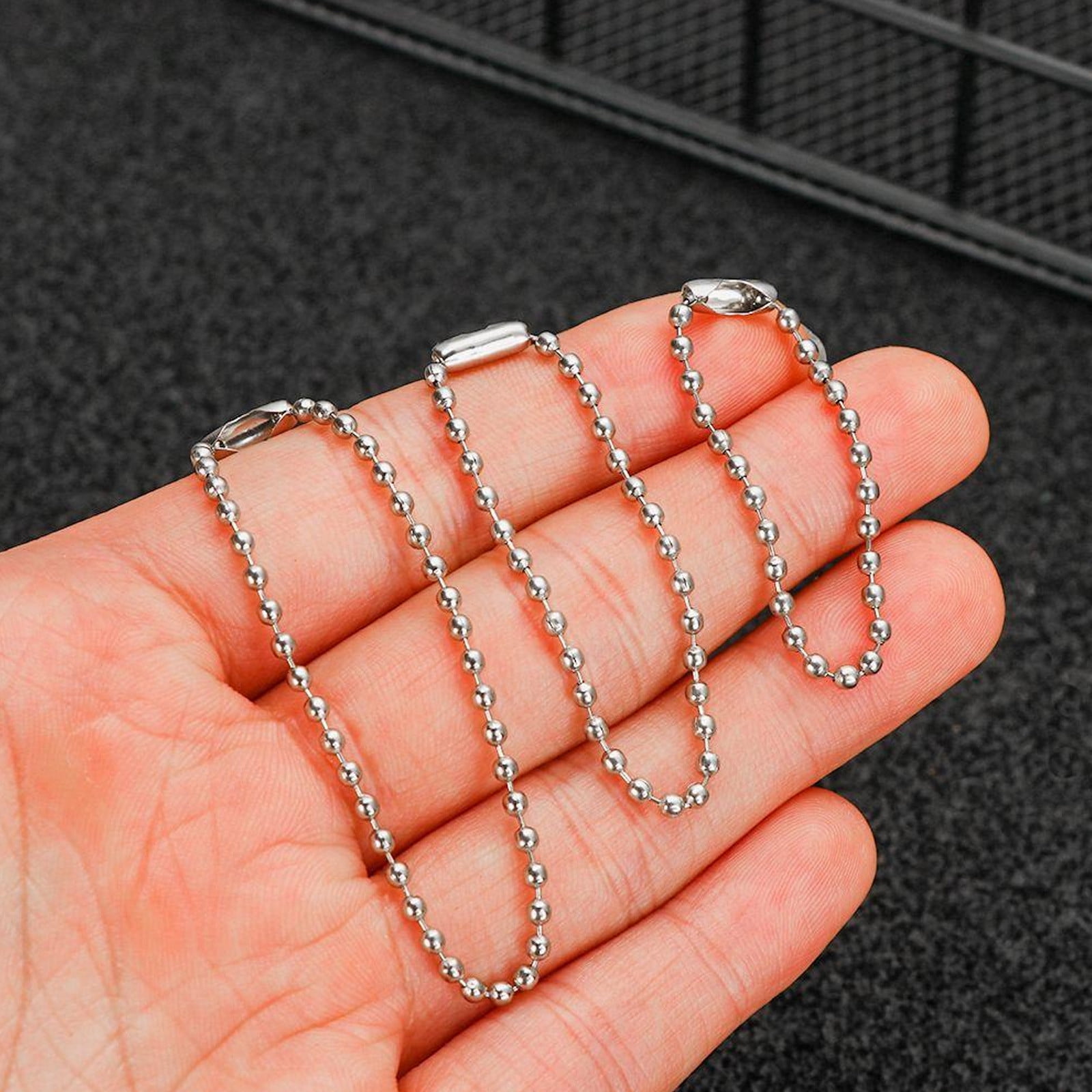 Msgweeeg Key Ring Keychains 100Pcs Beads Chain Dog Tag Metal Chain Jewelry Chain Pendant Chain Chain Keychains With Connectors Christmas Gifts