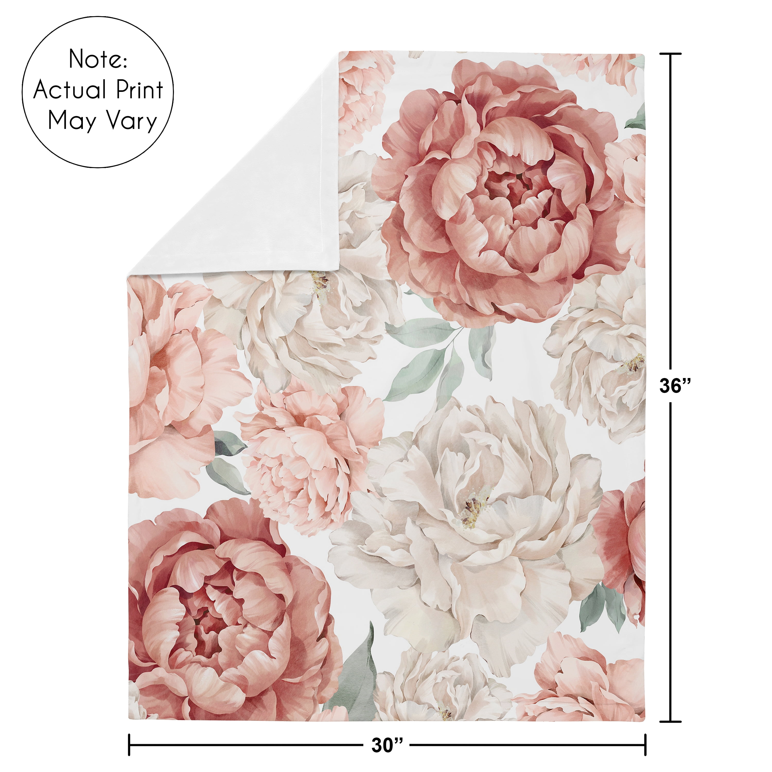 Sweet Jojo Designs Peony Floral Garden Pink and Ivory Baby Security Blanket