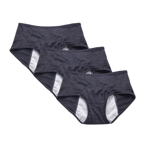 YOYI FASHION Culottes Menstruelles pour Femmes Jacquard Faciles à Nettoyer Taille US M/6, Noir-3 Packs