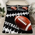 thumbnail image 2 of jejeloiu American Rugby Sport Full Size Sheets,Football Game Gaming Bed Sheets,Brown Black Sheet Sets For Boys Kids,Microfiber Bedroom Decor,4pcs, 2 of 7