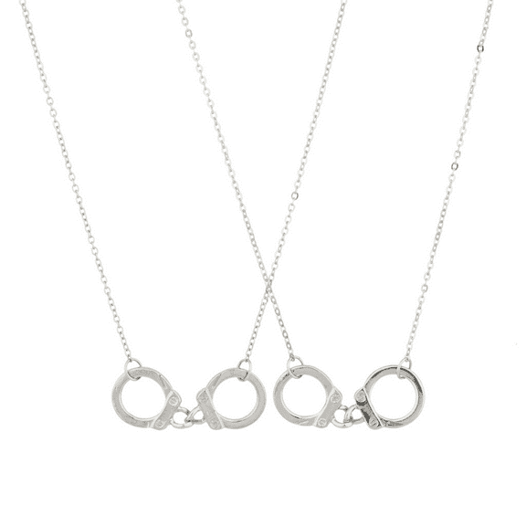 Lux Accessories Handcuff Partners in Crime BFF Best Friends Forever Matching Pendant Necklace (2 PC).