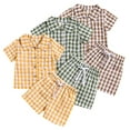 thumbnail image 2 of MXIEZI Boys Girls 2PCS Outfit Plaid Button-Down Shirt Short Sleeve T-Shirt Tops with Shorts Set for Toddlers Summer Casual Clothes 6 Months-4 Years, 2 of 9