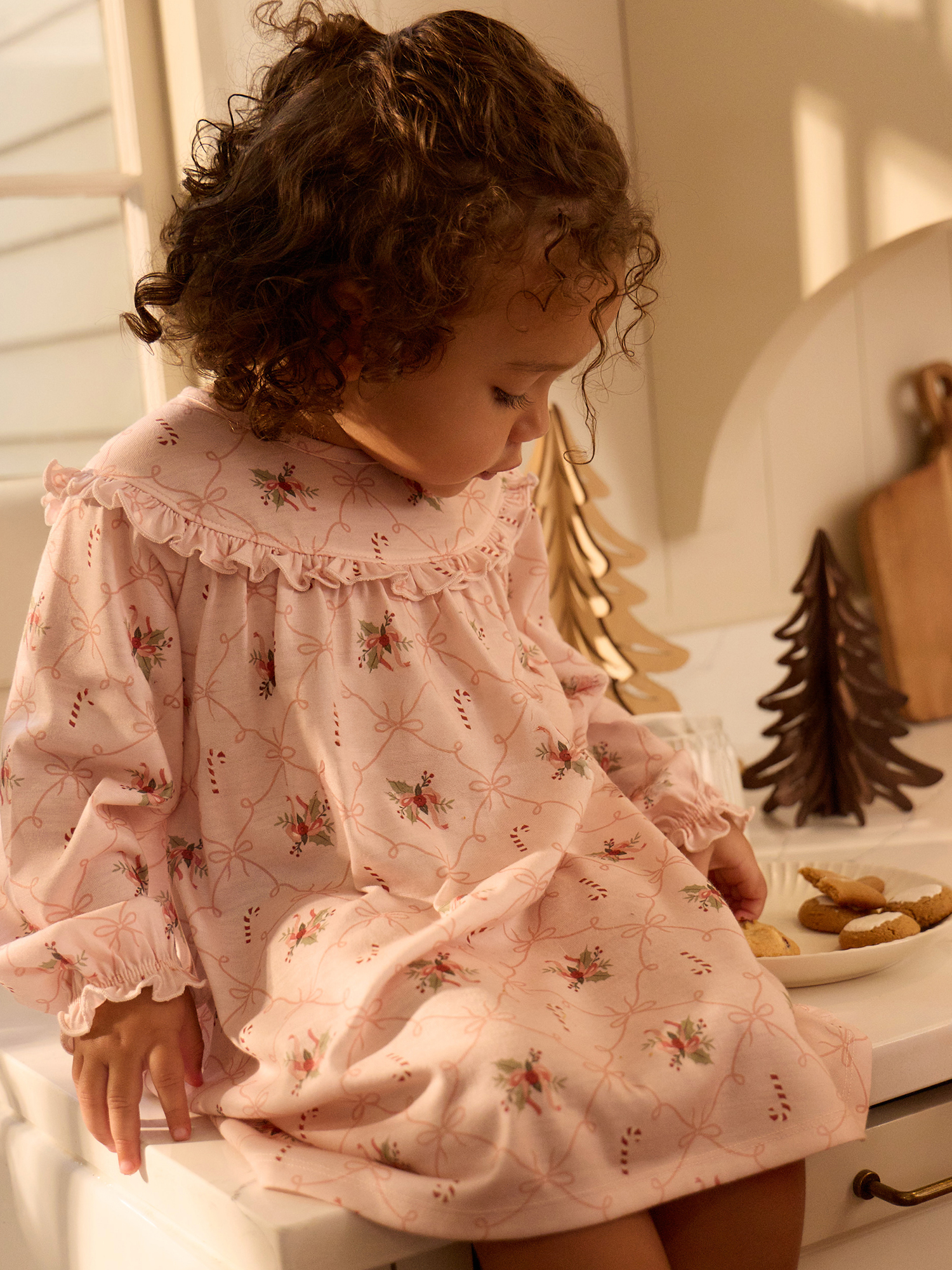 Modern Moments by Gerber Toddler Girl Christmas Ruffle Yoke Nightgown, Sizes 12 Months - 5T