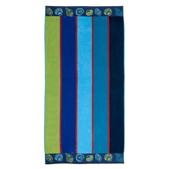 Large Oversized Jacquard Premium Long-Staple Cotton Beach Towel , 34" x 64", Sea Shells by Blue Nile Mills