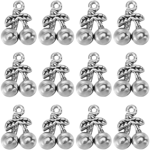 1 caja con 80 dijes de cereza, ideales para crear pulseras, aretes y otros accesorios de manualidades.