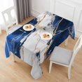 thumbnail image 6 of Marble Navy Blue Table Cloth Waterproof Tablecloths, Abstract Gold White Brick Stone Motif Tablecloth Dining Table Cover for Kitchen Party Tabletop Outdoor, Rectangle Tablecloth 60x120 Inch, 6 of 9