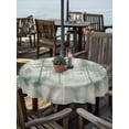 thumbnail image 2 of Outdoor Tablecloth with Umbrella Hole for Patio/Picnic/Party/Camping, Watercolor Green Forest Waterproof Table Cloth Round Cover Washable, Misty Cloud Trees Linen Texture (Dia 60"), 2 of 8