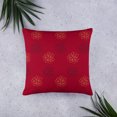 thumbnail image 2 of Whimsical Wisdom Black & Gold Flower Boho Design, Dark Red Background, Polyester 22"x22" Square Accent Pillow for Home Decor, Hidden Zipper, Included Insert, 2 of 9