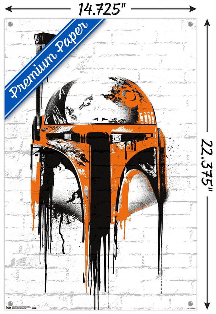 Star Wars: Saga - Boba Fett Black And Orange Wall Poster with Push Pins, 14.725" x 22.375"