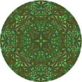 thumbnail image 1 of Ahgly Company Indoor Round Patterned Dark Lime Green Area Rugs, 6' Round, 1 of 6