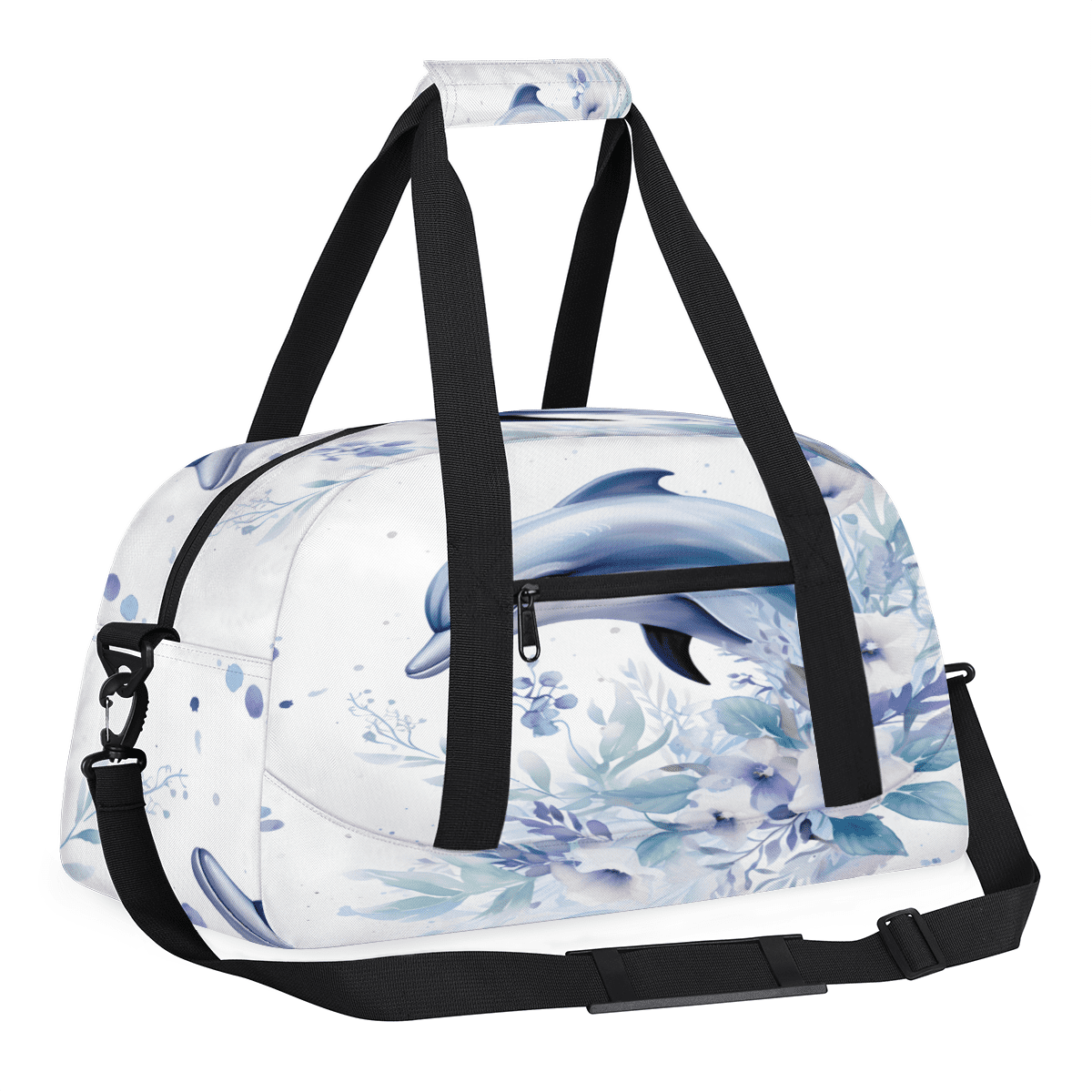 Herdesigns Ocean Animals Sports Duffle Bag for Women & Men, Dolphin Gym Bag Dance Bag Overnight Bag Carry On Weekender Travel Bag