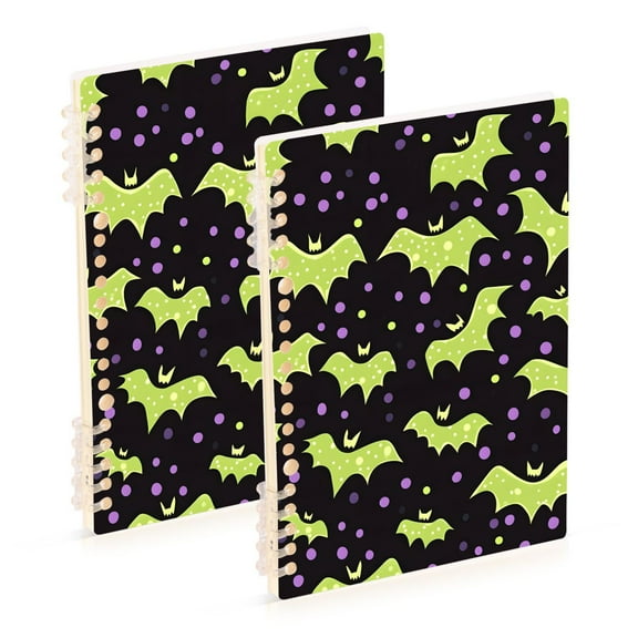 joogoo Spiral Journal Notebook Bats Polka Dots College Ruled Notebooks 8.3" x 5.7" 2 PCs