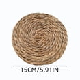 thumbnail image 3 of Naittoop 2pcs Rustic Round Braided Placemat Table Mats for Dining Tables 5.92 inch Non Slip Washable Kitchen Table Place Mats Natural Farmhouse Decor Brown, 3 of 6