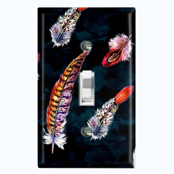 Metal Light Switch Plate Cover Elegant Feather Wallpaper FTH001