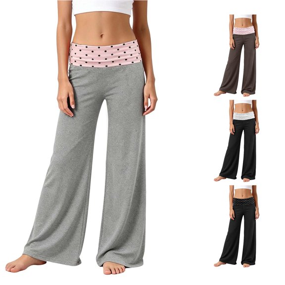 Rggeeun Girls Wide Leg Sweatpants Cute Dots Graphic Athletic Yoga Pants Baggy Casual Pant Elastic Waist Breathable Festive Versatile,Green,13-14 Years