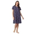 thumbnail image 6 of Aria Women’s Short Sleeve Split Neck Henley Cotton Nightgown 40”, Sizes XS to 5X, 6 of 7