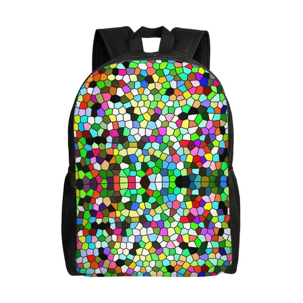 Fotbe Colorful Tie Dye Stained Glass Mochila de Viaje para Laptop, Mochila Ejecutiva Delgada y Resistente 15.6"