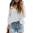 thumbnail image 1 of Sonducket Suéter de verano Top de encaje Casual Camisa de manga larga Estilo de moda Cuello en V Ropa de vestir de gasa para exteriores Diario Prendas para la parte del cuerpo Blanco XL Sonducket AP015656-09, 1 of 6