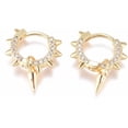 thumbnail image 1 of 1 par de pendientes de aro de latón estilo punk con circonitas cúbicas transparentes y accesorios de joyería dorados., 1 of 2