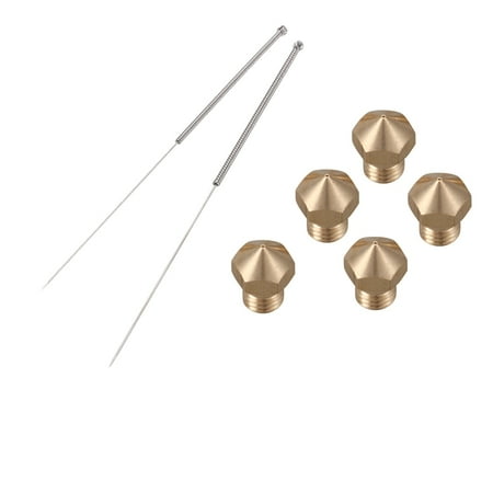 

MK10 Nozzle for 3D Printer Parts and Extruder Cleaning Tools Kit M7 Thread 0.4mm Nozzle 5 Pieces and 2PCS Drill Bit for It