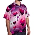thumbnail image 2 of Valentine's Day Love ECG Men's Hawaiian Poplin Casual Printed Button Down Short Summer Beach Shirts, Unisex, 2 of 6