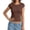 A-Brown217, variant on Womens Fitted Crop T-Shirts Crew Neck Cap Sleeve Ribbed Knit Slim Fit Layering Tees Stretchy Casual Elegant Short Top