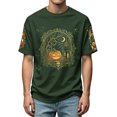 thumbnail image 5 of KLHDSF Mens Casual Halloween Print Top Lightweight Breathable Daily T-Shirt Round Neck Short Sleeve Loungewear Army Green L, 5 of 6