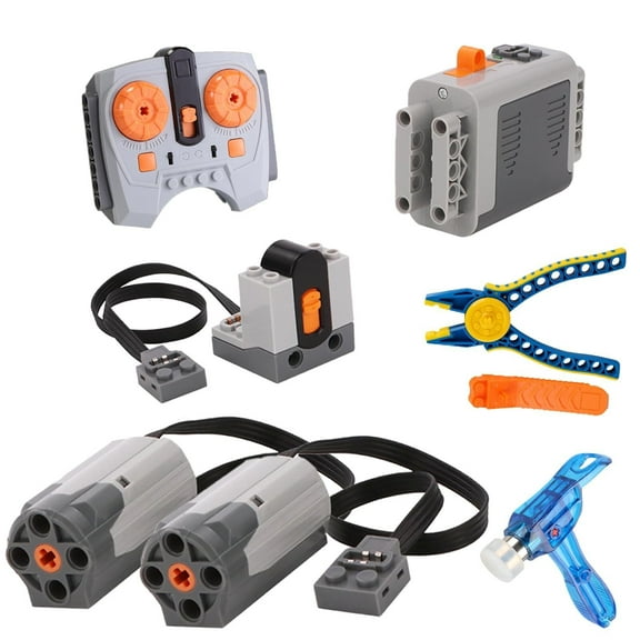 5-in-1 Power Function Motor Kit for M Motor, Battery Box, 2.4G Receiver & Remote Control - Includes Building Block Tool Kit: Brick Separator, Hammer, Block Pliers