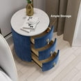 thumbnail image 6 of homary Blue Velvet Nightstand with Storage, Round Bedside Table with 3 Drawers, Stone Top Night Table for Bedroom, End Tables for Living Room, 6 of 9