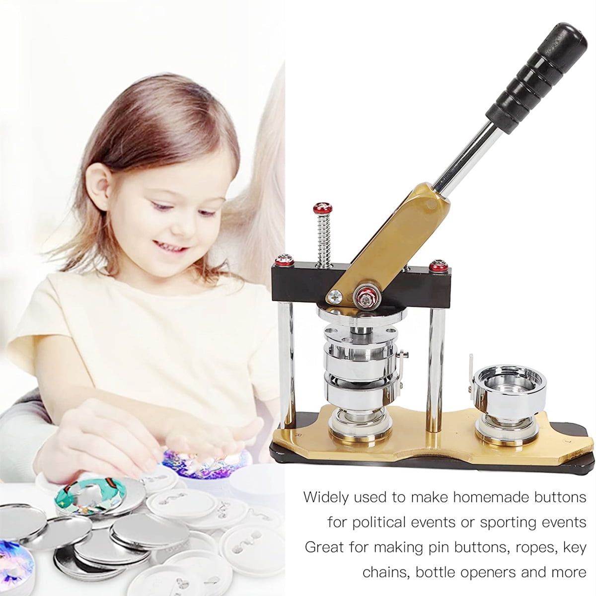 Badge Pin Button Maker Machine, Brooch Button Press Maker DIY Badges Set, Mold 25MM ,Beginner-Friendly