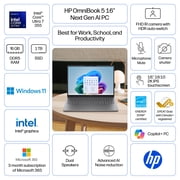 HP OmniBook 5 16 inch Laptop Next Gen AI PC FHD IPS Touch Windows Intel Core Ultra 7 355 16GB 1TB SSD Meteor Silver