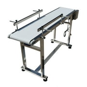INTSUPERMAI Electric 59"*11.8" PU Belt Conveyor Flat Packaging Machine Industrial Transport with Double Guardrail Stainless Steel