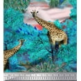 thumbnail image 1 of Soimoi Modal Satin Fabric Leaves,Star & Cute Animals Jungle Print Fabric by the Yard 42 Inch Wide, 1 of 1