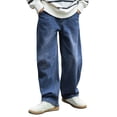 thumbnail image 2 of Auroural Boys Wide Leg Jeans Boy'S Solid Color Casual Fashionable Wide Leg Straight Leg Jeans Full Length Pants Kids, 2 of 9