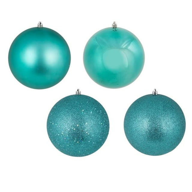 Vickerman N591242A Boule Ornementale Assortie Finition Turquoise 4,75 Po - 4 par Boîte