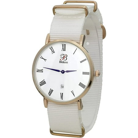 Blekon Collections Women's 40mm Ultra Thin Case Slip Through Multicolor Nylon Strap Watch