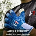 thumbnail image 6 of ONEKEEPER C-TEC Blue and White Goalkeeper Gloves – No Finger Spines – Cold Weather with Thin Neoprene Backhand – Pro Goalie Gloves, 3.5mm Contact Latex, Negative Cut, Sizes 5-12, 6 of 11
