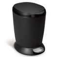 thumbnail image 1 of Simplehuman 6 Liter / 1.6 Gallon Small Round Bathroom Step Garbage Can, Black Plastic, 1 of 3