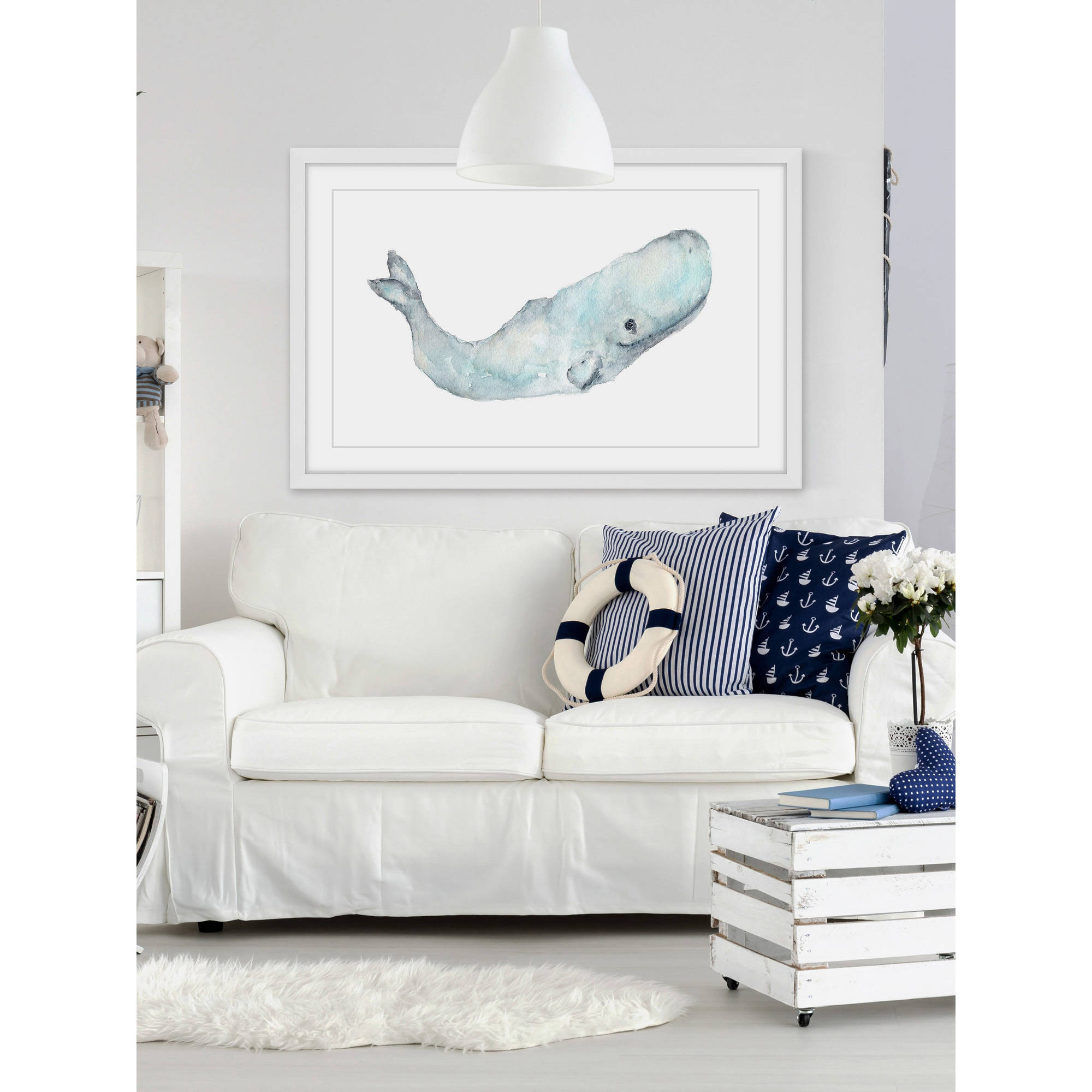 Marmont Hill "Sperm Whale" by Thimble Sparrow Framed Painting Print