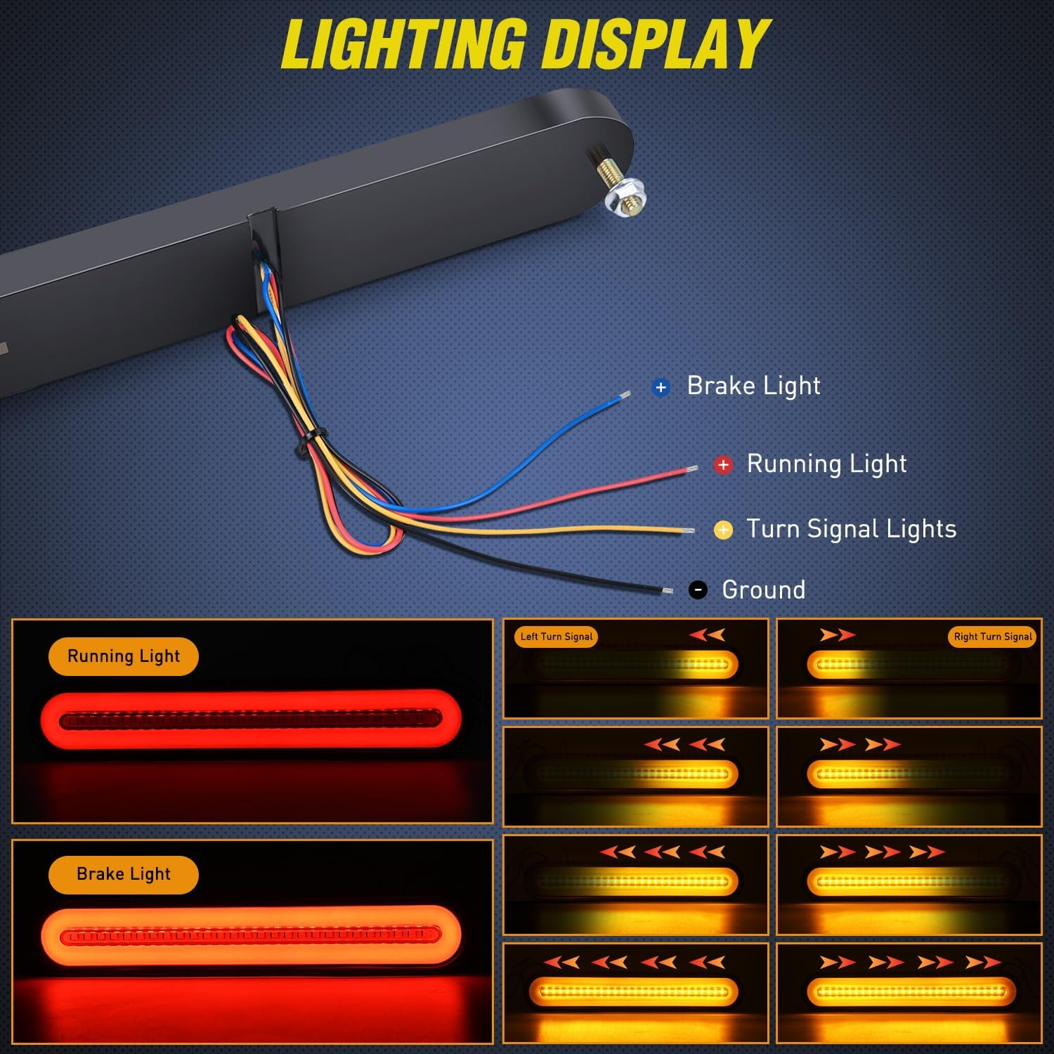 Nilight Trailer Tail Light Bar with 3-in-1 Running Stop Turn Signals Brake Light 2 Pack 9 Inch 100 LED Red & Amber Sequential Led Strip Light for Trailer RV Truck Boat Pickup SUV, 2 Years Warranty