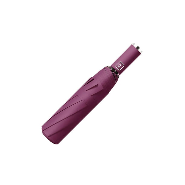 Paraguas plegable inverso grande Bewildely con linterna LED a prueba de viento y sol rojo vino
